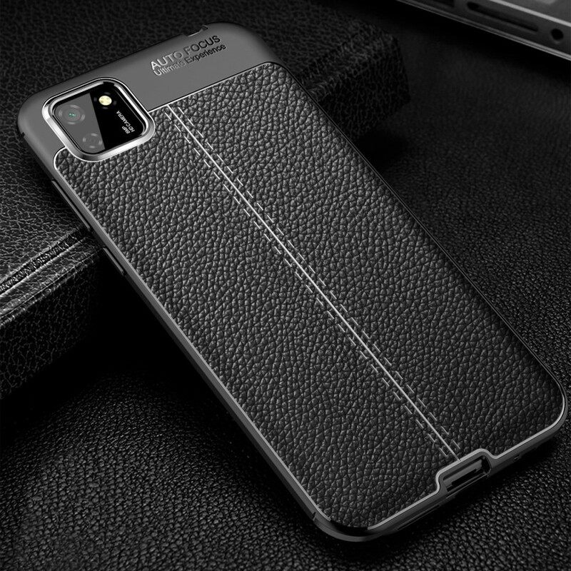 Θήκη Huawei Y5p Διπλή Γραμμή Litchi Leather Effect