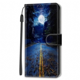 Δερματινη Θηκη Samsung Galaxy S24 Plus 5g Night Road And Moon Strap