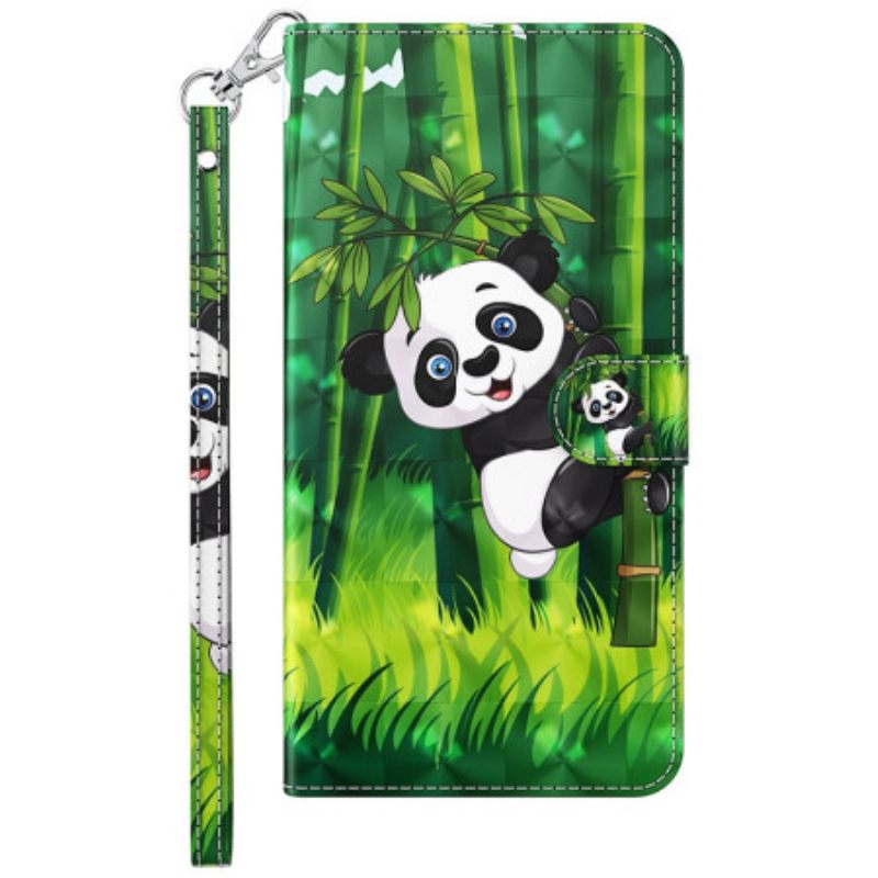 Δερματινη Θηκη Samsung Galaxy S24 Plus 5g Panda Climber Με Λουράκι