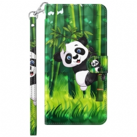 Δερματινη Θηκη Samsung Galaxy S24 Plus 5g Panda Climber Με Λουράκι