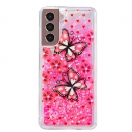 Κάλυμμα Samsung Galaxy S24 Plus 5g Red Butterflies Liquid Glitter