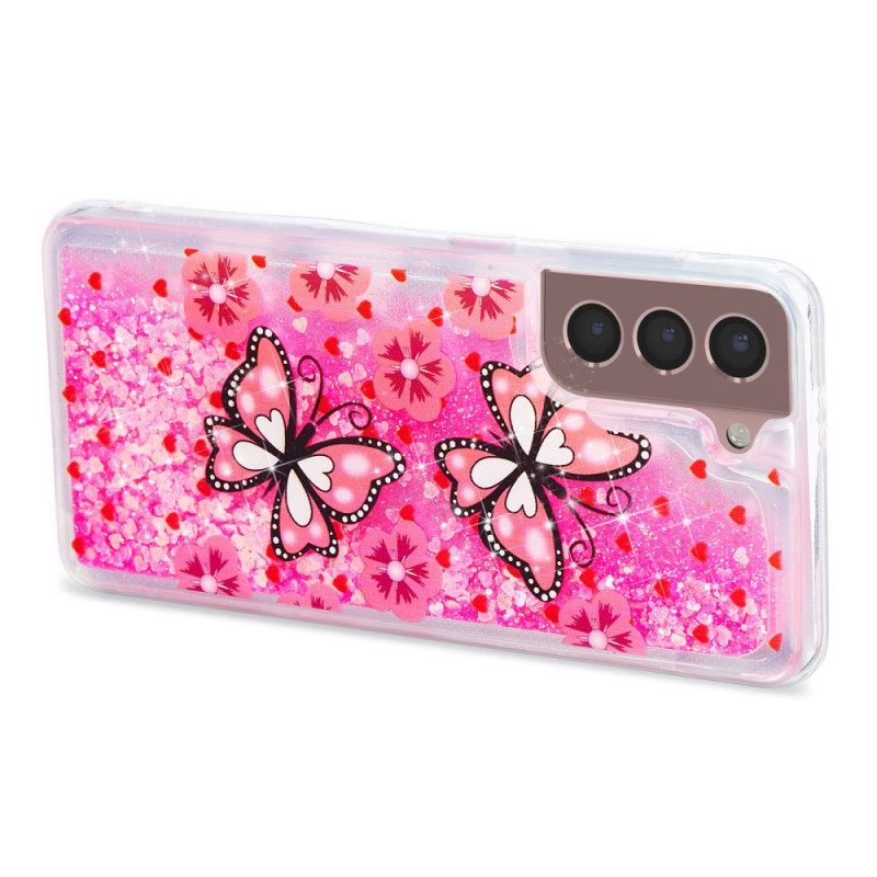 Κάλυμμα Samsung Galaxy S24 Plus 5g Red Butterflies Liquid Glitter