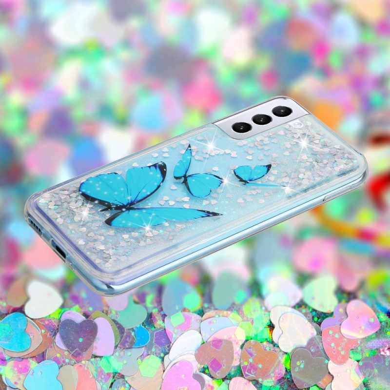 Κάλυμμα Samsung Galaxy S24 Plus 5g Θήκες Κινητών Blue Butterflies Liquid Glitter