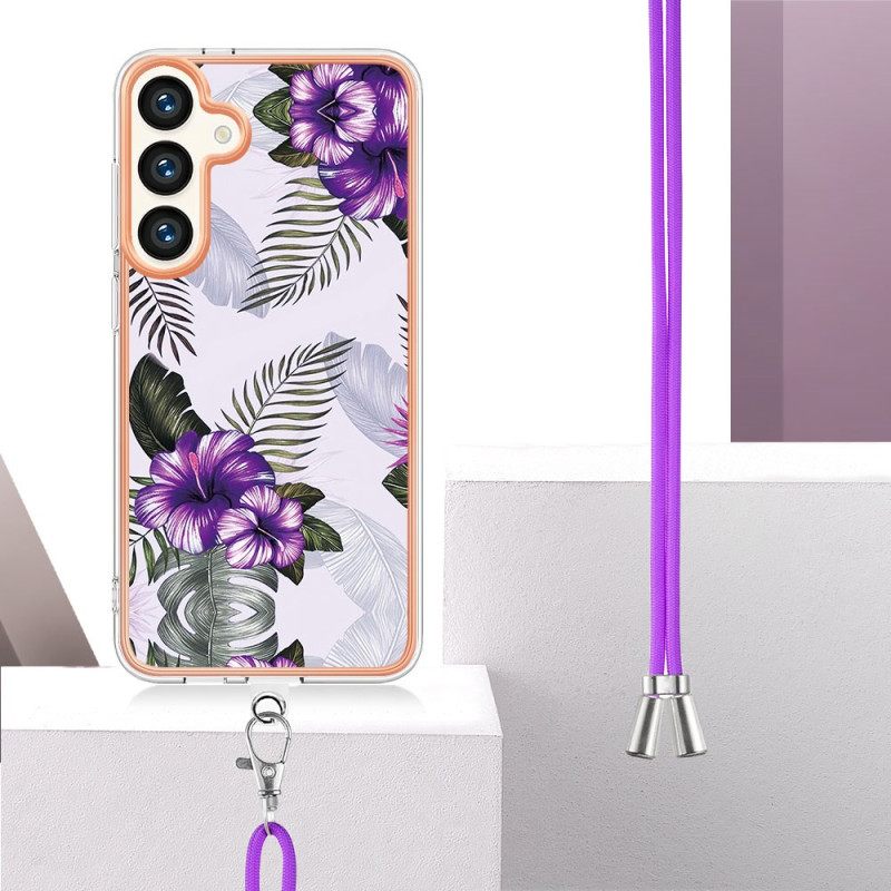 Κάλυμμα Samsung Galaxy S24 Plus 5g Θήκες Κινητών Κορδόνι Purple Flowers