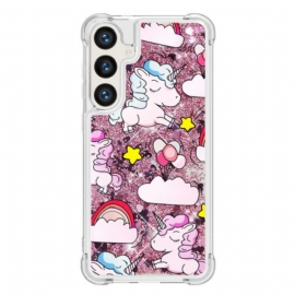 Κάλυμμα Samsung Galaxy S24 Plus 5g Θήκες Κινητών Unicorns And Clouds Liquid Glitter