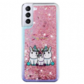 Κάλυμμα Samsung Galaxy S24 Plus 5g Υγρό Glitter Three Unicorns Σιλικόνης