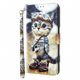 Δερματινη Θηκη Google Pixel 8 Aviator Cat Με Λουράκι