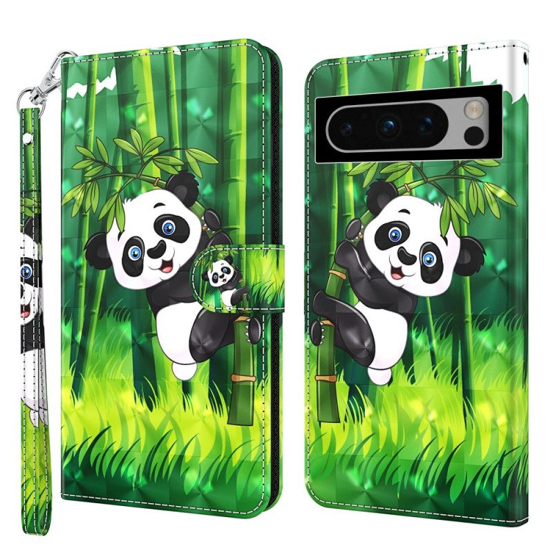 Δερματινη Θηκη Google Pixel 8 Bamboo Panda Με Λουράκι