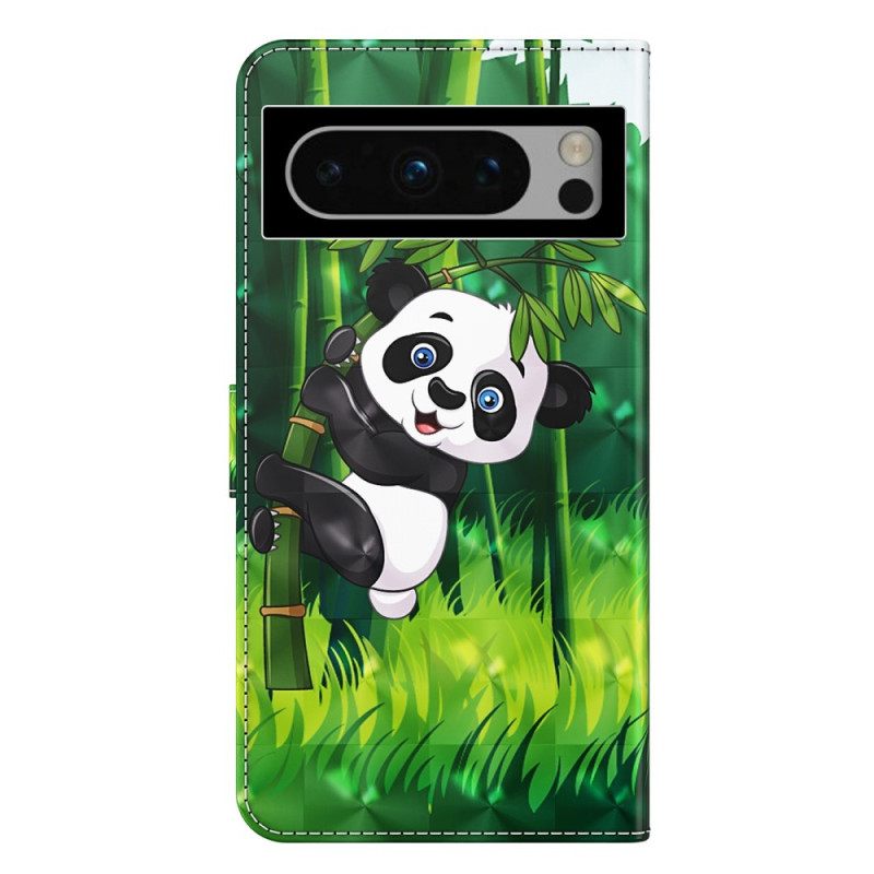 Δερματινη Θηκη Google Pixel 8 Bamboo Panda Με Λουράκι