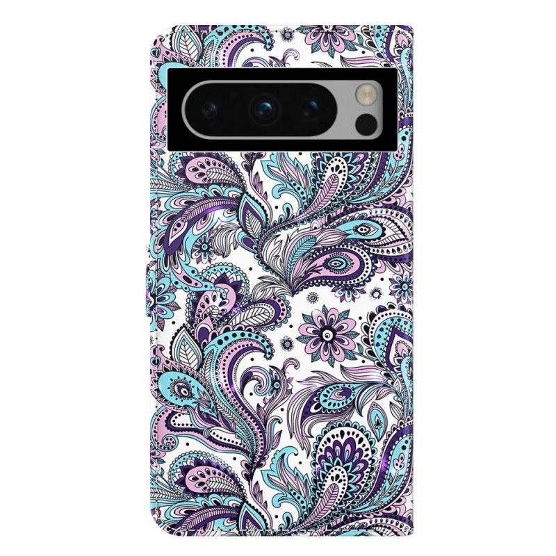 Δερματινη Θηκη Google Pixel 8 Μοτίβο Paisley Με Λουράκι