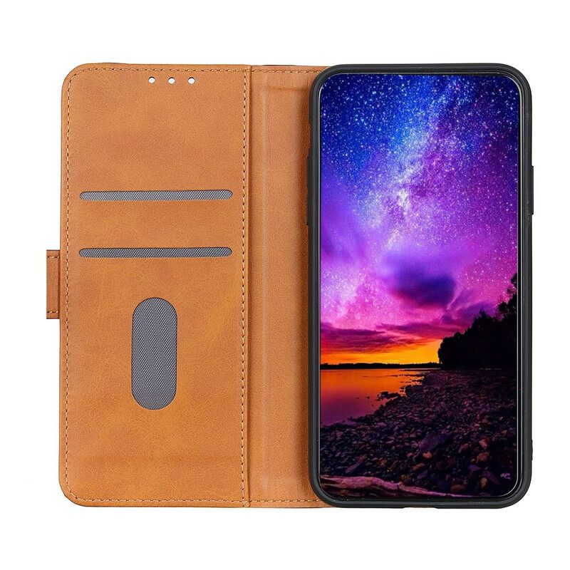 Κάλυμμα Samsung Galaxy A02s Ραφές Litchi Leather Effect