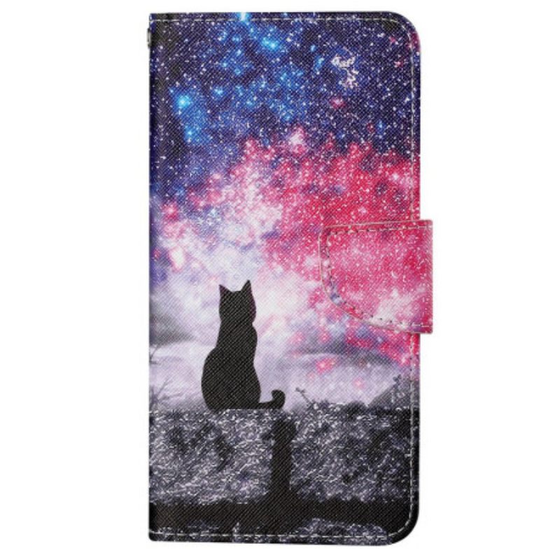 Δερματινη Θηκη Xiaomi Redmi Note 13 Pro 4g Starry Sky And Lanyard Cat Σιλικόνης