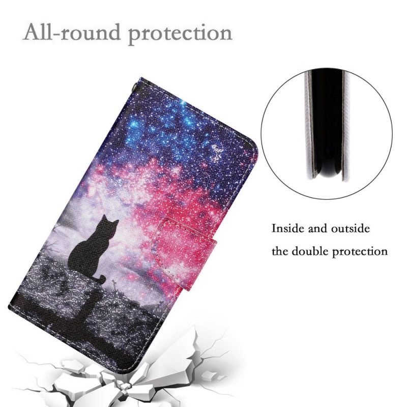 Δερματινη Θηκη Xiaomi Redmi Note 13 Pro 4g Starry Sky And Lanyard Cat Σιλικόνης