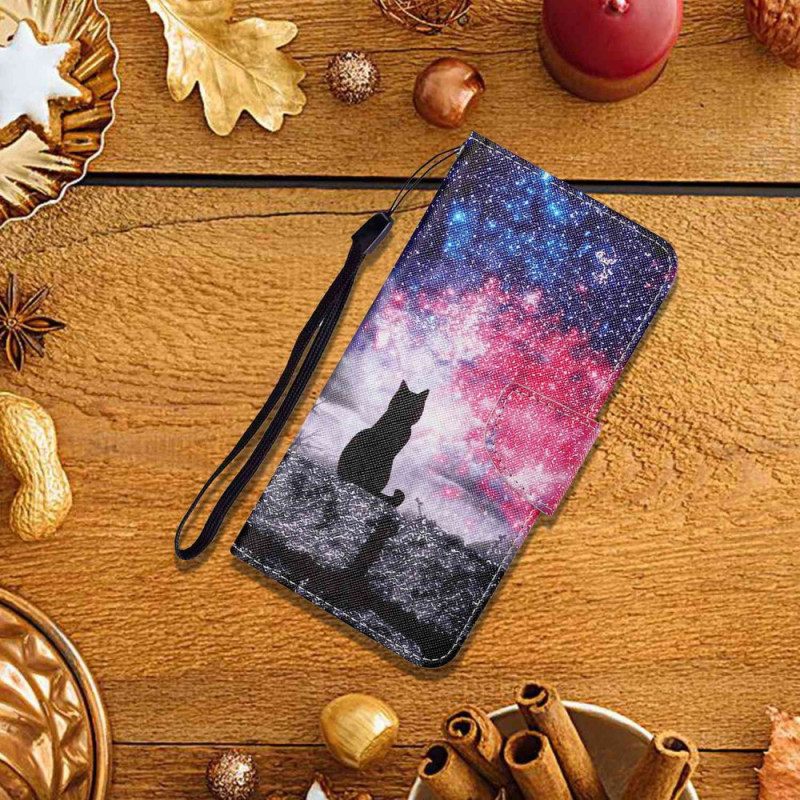 Δερματινη Θηκη Xiaomi Redmi Note 13 Pro 4g Starry Sky And Lanyard Cat Σιλικόνης