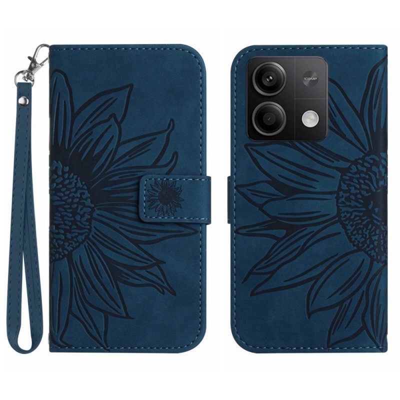 Δερματινη Θηκη Xiaomi Redmi Note 13 Pro 4g Sunflower Print Με Λουράκι