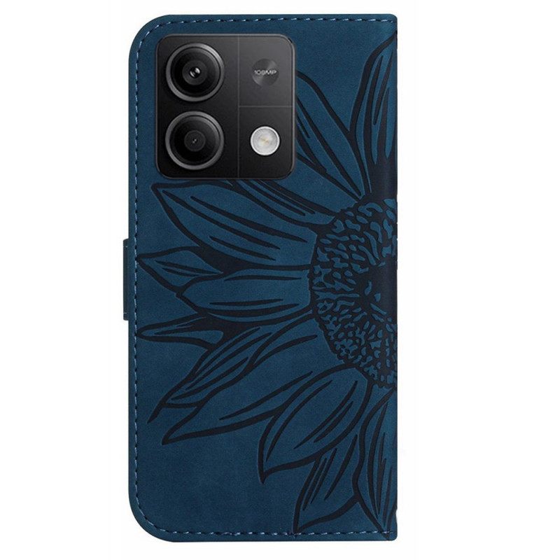 Δερματινη Θηκη Xiaomi Redmi Note 13 Pro 4g Sunflower Print Με Λουράκι