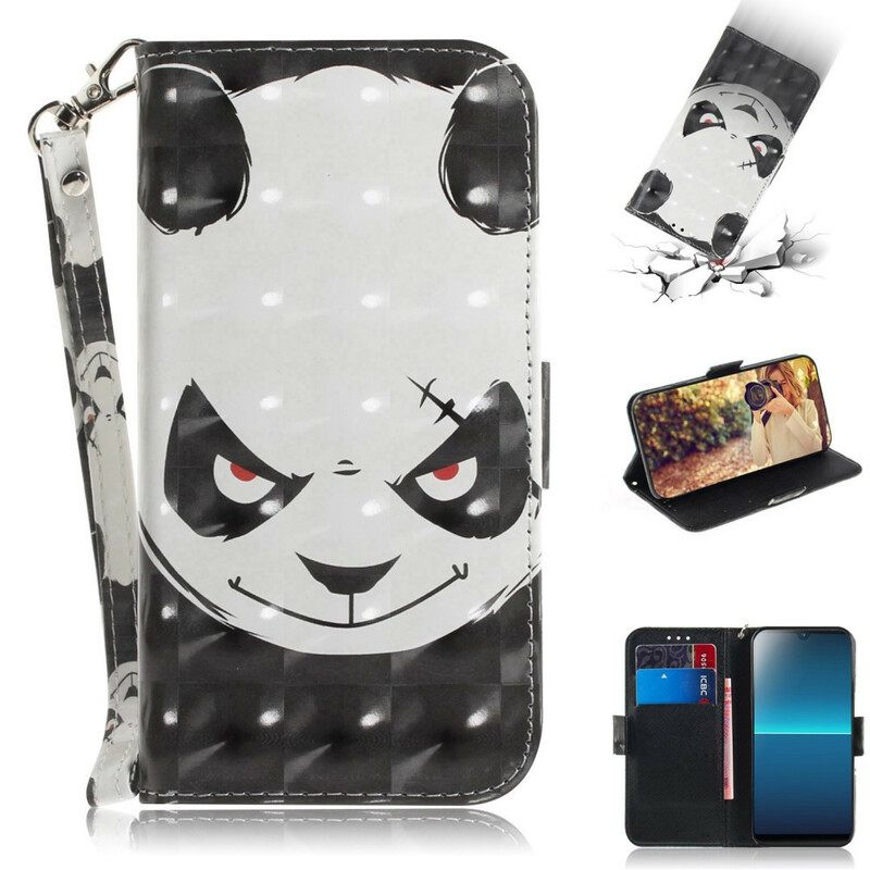 δερματινη θηκη Sony Xperia L4 με κορδονι Angry Panda Με Λουράκι