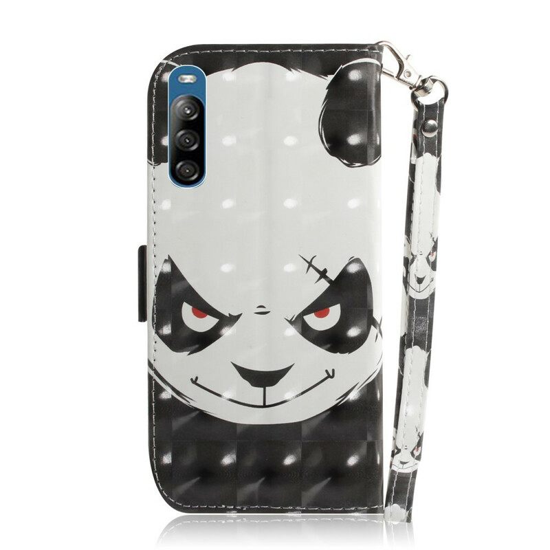 δερματινη θηκη Sony Xperia L4 με κορδονι Angry Panda Με Λουράκι