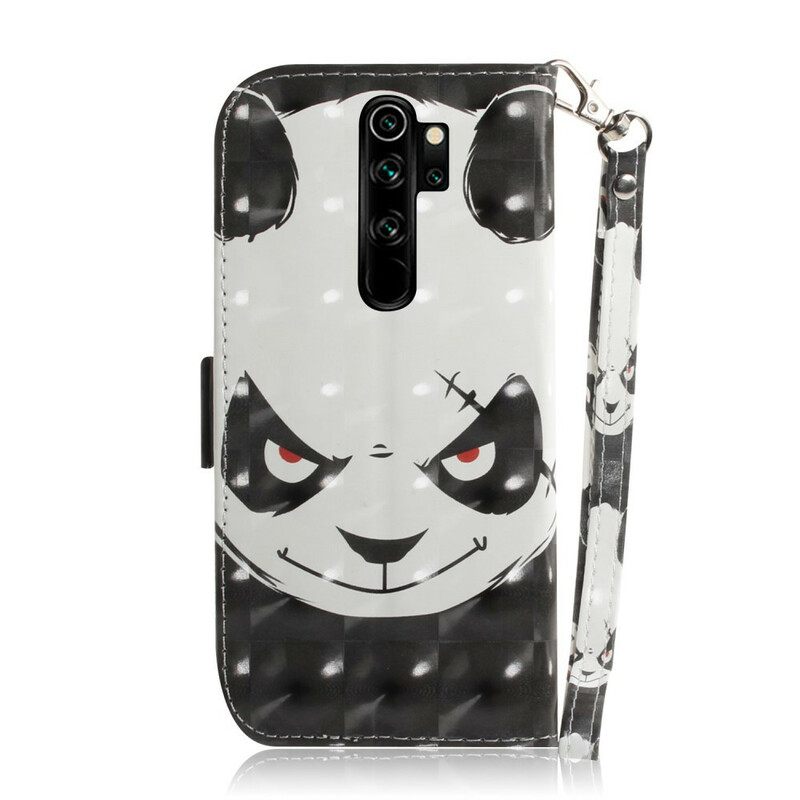 δερματινη θηκη Xiaomi Redmi Note 8 Pro με κορδονι Angry Panda Με Λουράκι