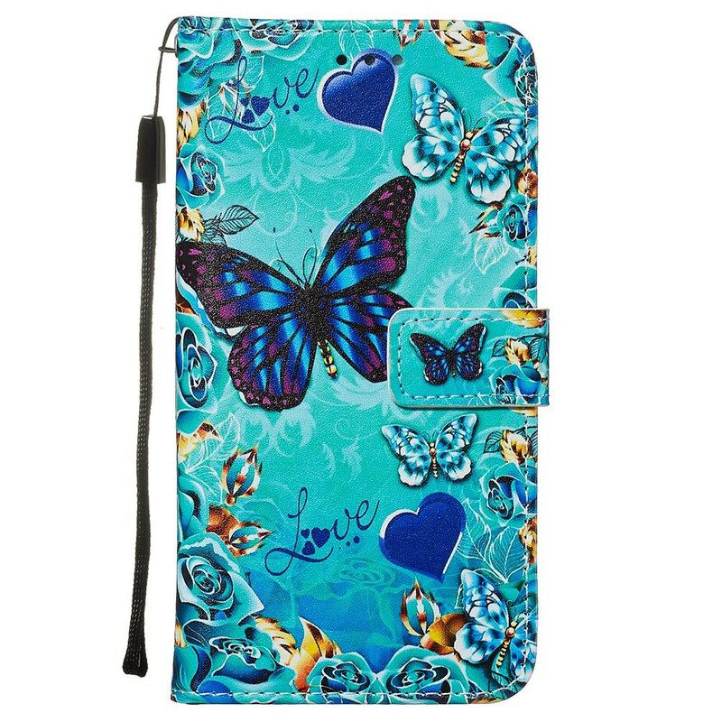 Θήκη Flip Xiaomi Redmi Note 8 Pro με κορδονι Love Butterflies Strappy