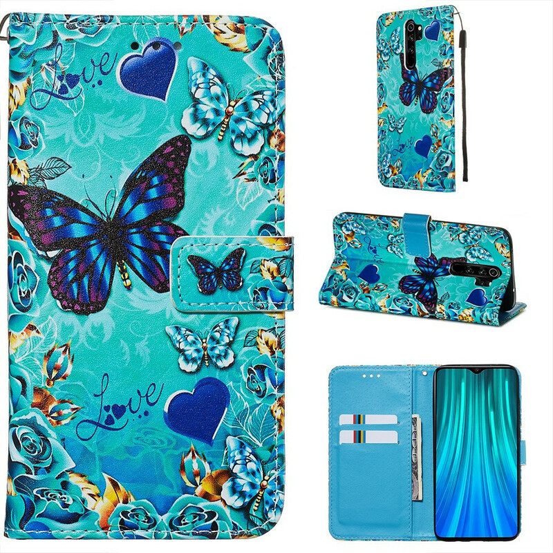 Θήκη Flip Xiaomi Redmi Note 8 Pro με κορδονι Love Butterflies Strappy