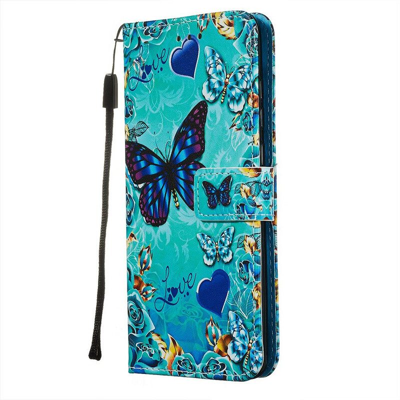 Θήκη Flip Xiaomi Redmi Note 8 Pro με κορδονι Love Butterflies Strappy