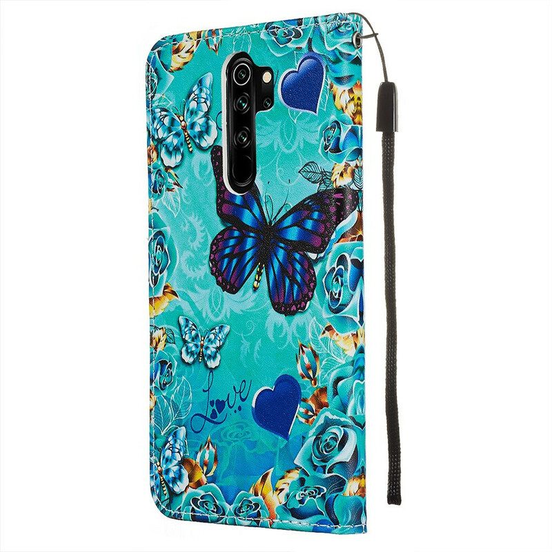 Θήκη Flip Xiaomi Redmi Note 8 Pro με κορδονι Love Butterflies Strappy