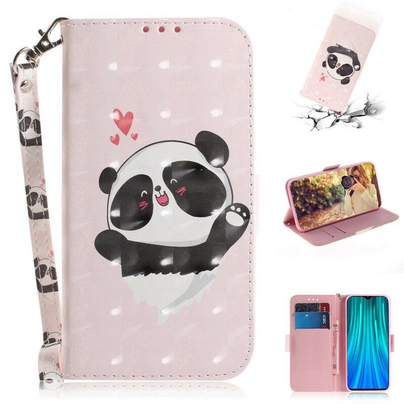 Θήκη Flip Xiaomi Redmi Note 8 Pro με κορδονι Panda Love Strap