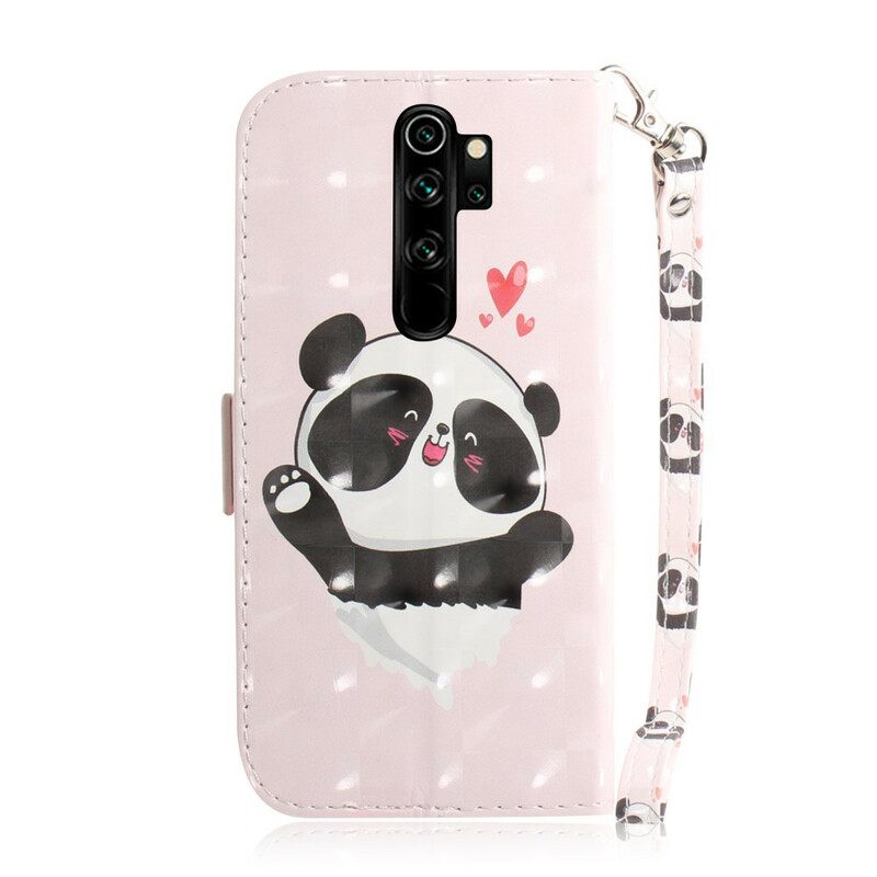 Θήκη Flip Xiaomi Redmi Note 8 Pro με κορδονι Panda Love Strap