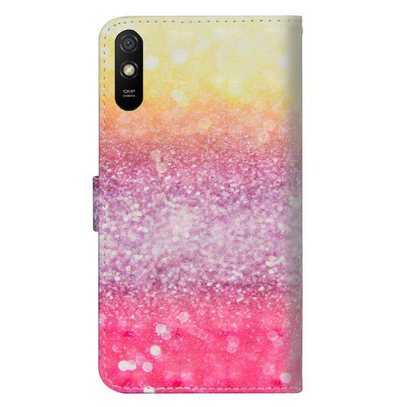 δερματινη θηκη Xiaomi Redmi 9A Ματζέντα Glitter Gradient