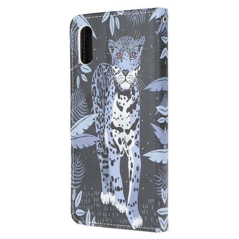 δερματινη θηκη Xiaomi Redmi 9A με κορδονι Strappy Leopard