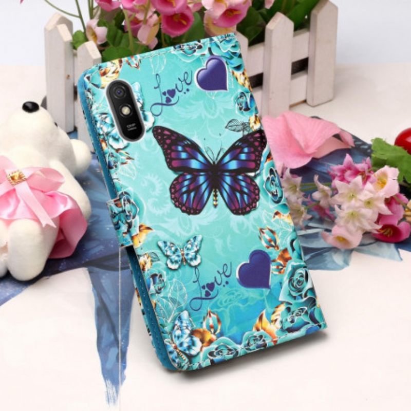 Κάλυμμα Xiaomi Redmi 9A με κορδονι Love Butterflies Strappy