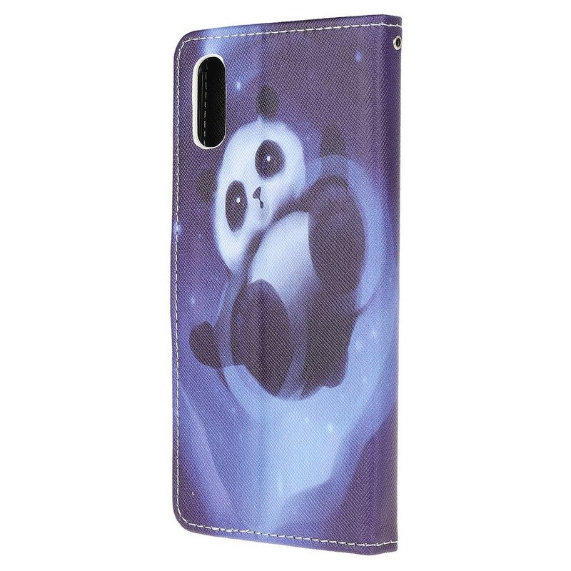 Θήκη Flip Xiaomi Redmi 9A με κορδονι Διαστημικό Panda Με Κορδόνι