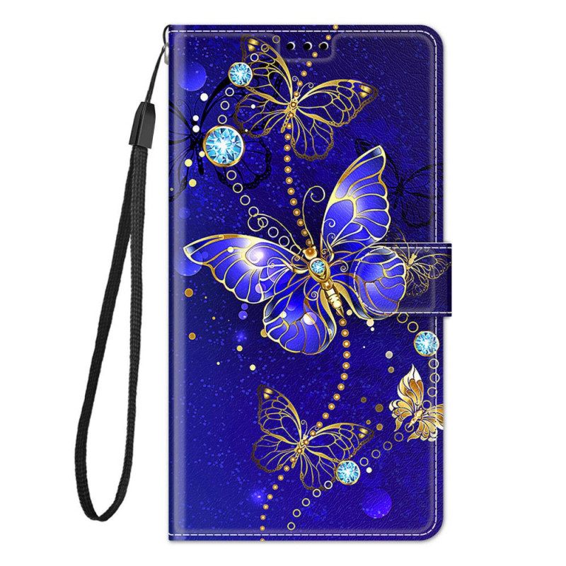 δερματινη θηκη Xiaomi Redmi Note 10 Pro με κορδονι Ανεμιστήρας Strap Butterflies