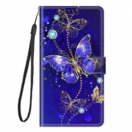 δερματινη θηκη Xiaomi Redmi Note 10 Pro με κορδονι Ανεμιστήρας Strap Butterflies