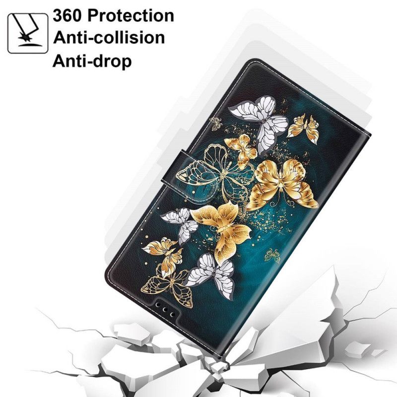 δερματινη θηκη Xiaomi Redmi Note 10 Pro με κορδονι Ανεμιστήρας Strap Butterflies