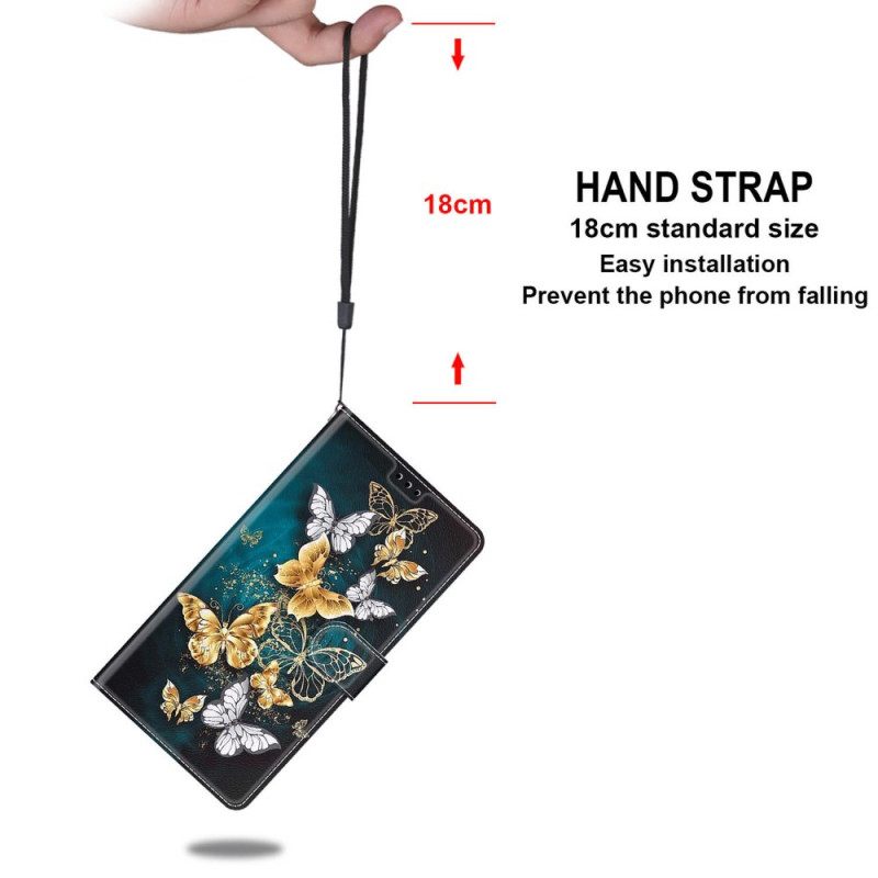 δερματινη θηκη Xiaomi Redmi Note 10 Pro με κορδονι Ανεμιστήρας Strap Butterflies