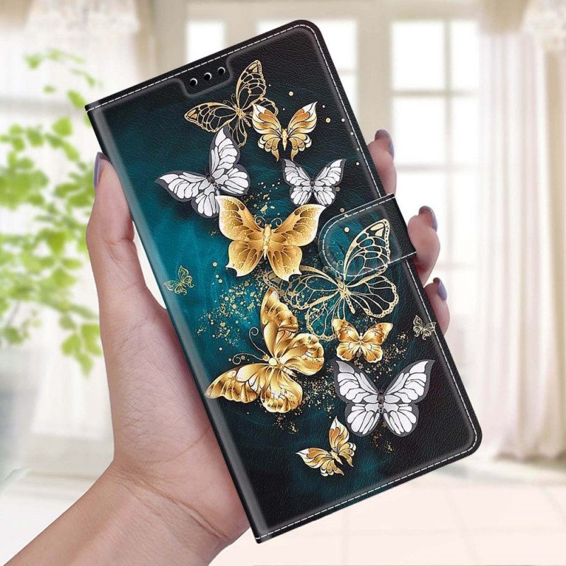 δερματινη θηκη Xiaomi Redmi Note 10 Pro με κορδονι Ανεμιστήρας Strap Butterflies