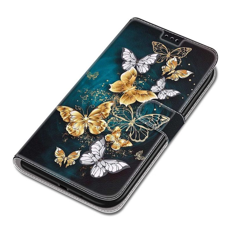 δερματινη θηκη Xiaomi Redmi Note 10 Pro με κορδονι Ανεμιστήρας Strap Butterflies