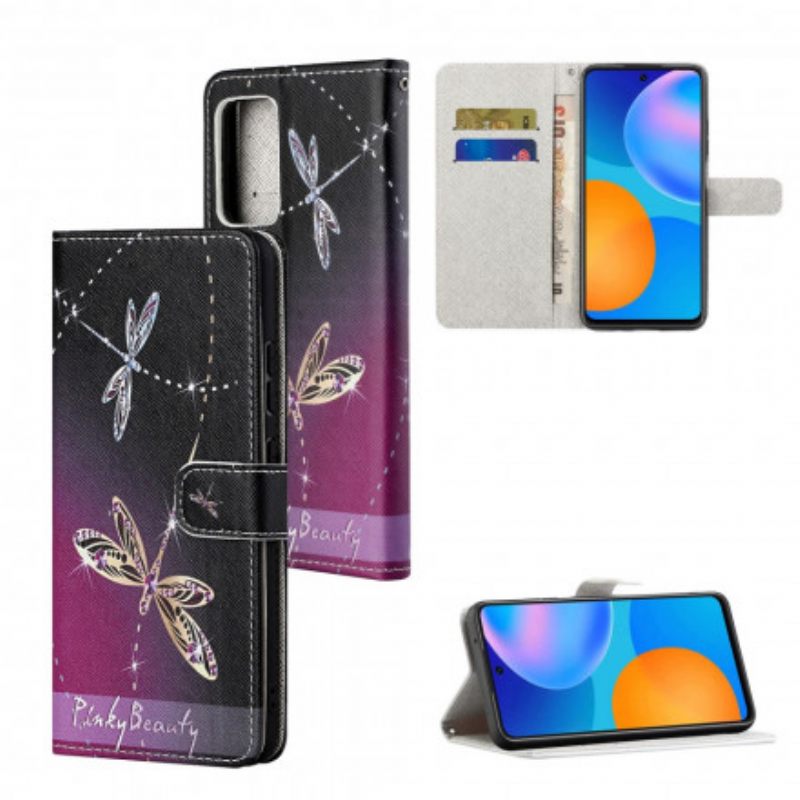 Θήκη Flip Xiaomi Redmi Note 10 Pro με κορδονι Strappy Dragonflies