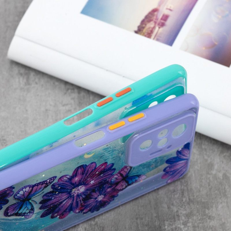 θηκη κινητου Xiaomi Redmi Note 10 Pro Floral Πεταλούδα Με Κορδόνι