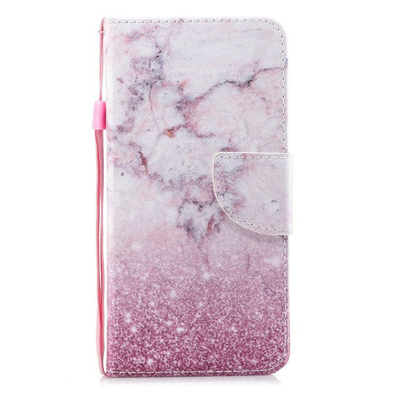 δερματινη θηκη Google Pixel 4 XL με κορδονι Strip Marble