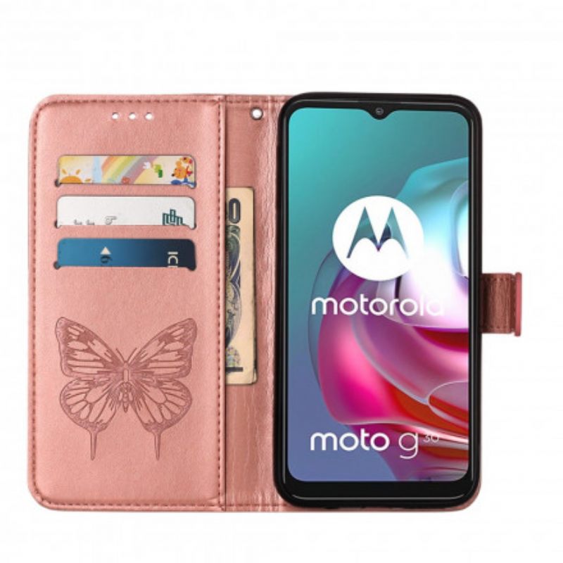 δερματινη θηκη Moto G10 / G30 Σχέδιο Πεταλούδας