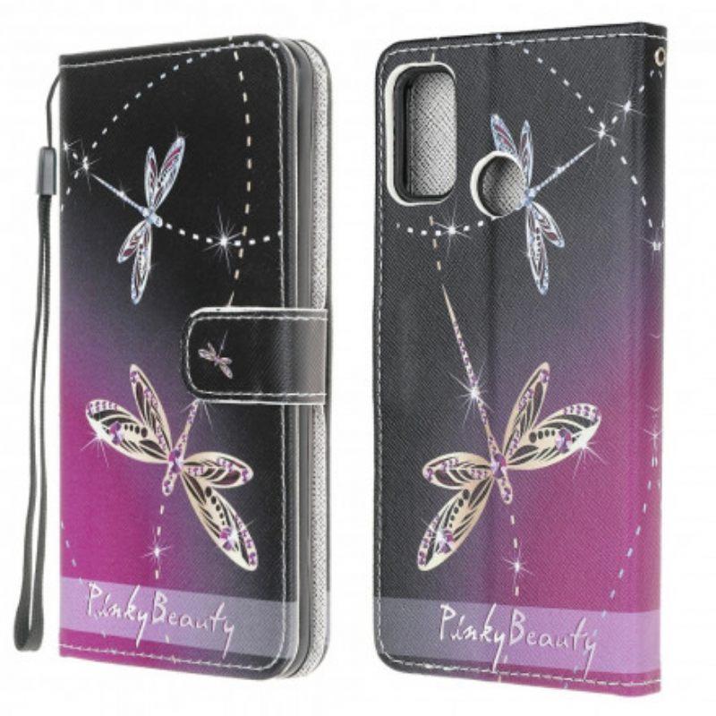 Κάλυμμα Moto G10 / G30 με κορδονι Strappy Dragonflies