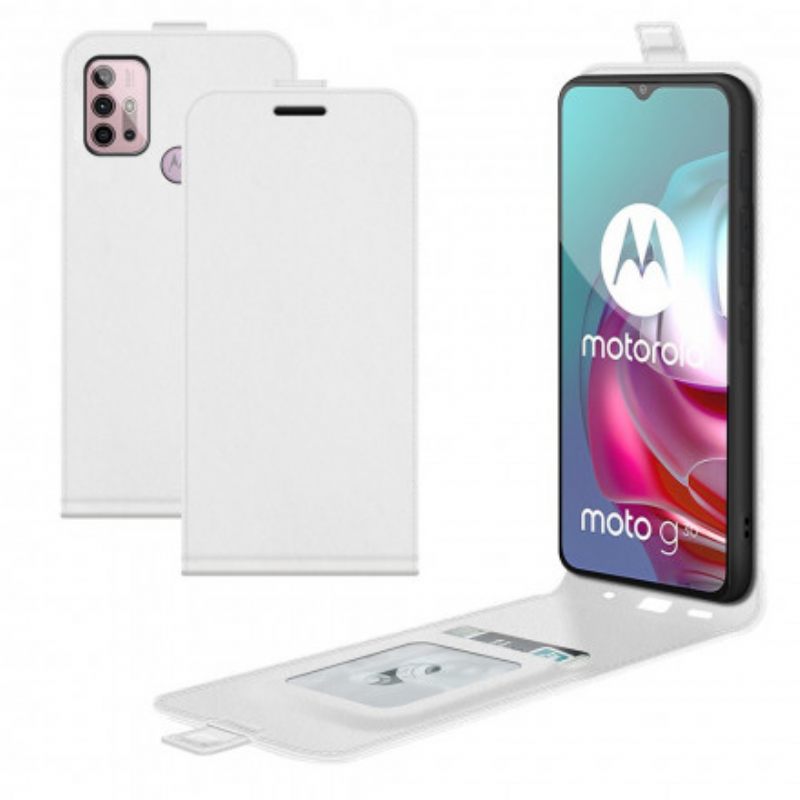 Κάλυμμα Moto G10 / G30 Θήκη Flip Δερμάτινο Εφέ Κάθετου Πτερυγίου