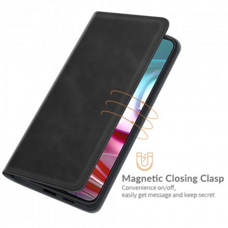 θηκη κινητου Moto G10 / G30 Θήκη Flip Εφέ Από Μαλακό Δέρμα Μετάξι