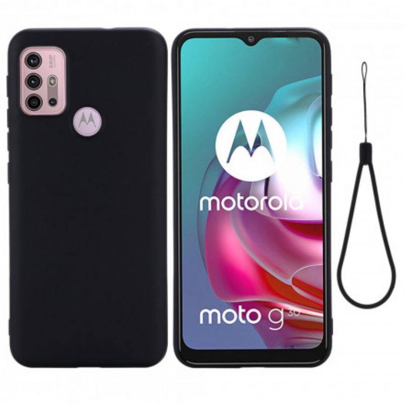 Θήκη Moto G10 / G30 Υγρή Σιλικόνη Με Κορδόνι