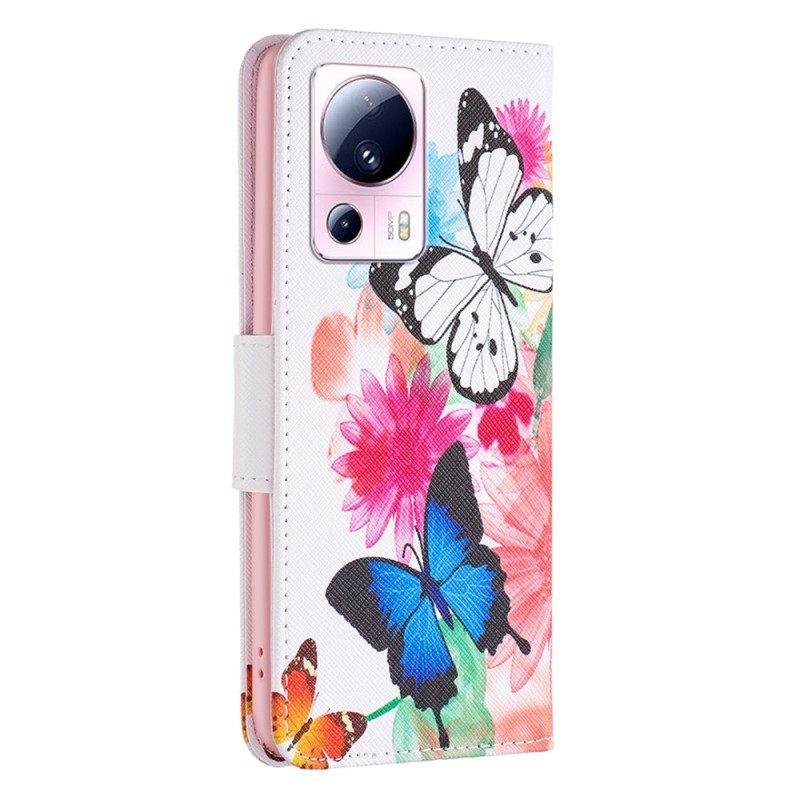 δερματινη θηκη Xiaomi 13 Lite Fluorescent Liberty Flowers