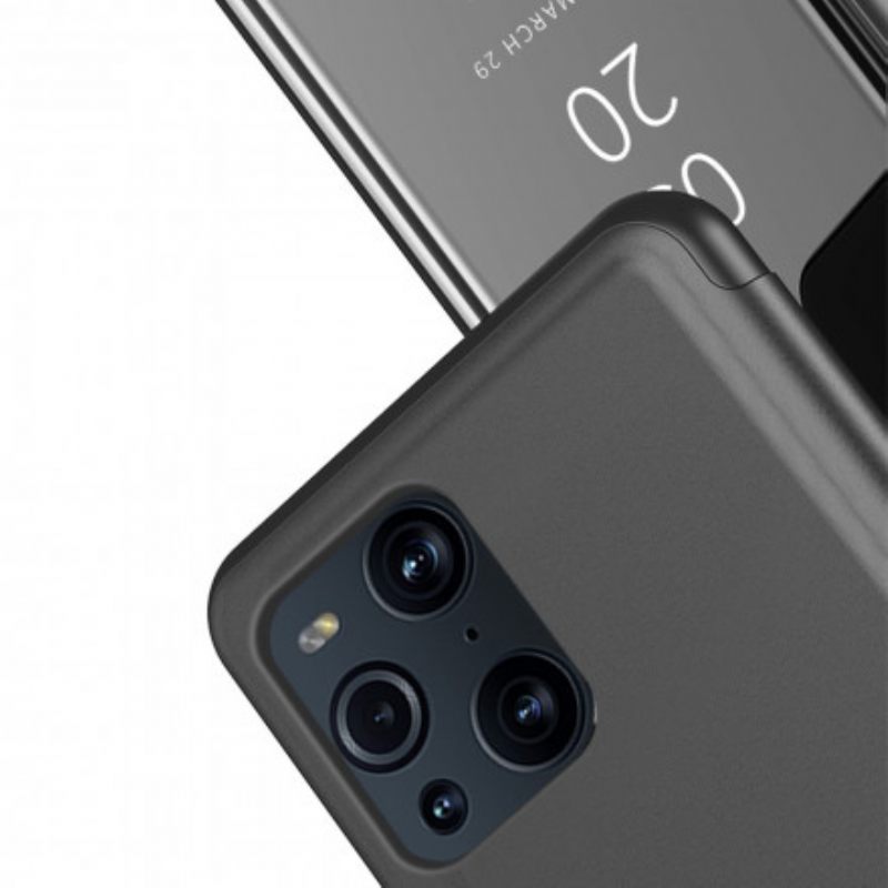 θηκη κινητου Oppo Find X3 / X3 Pro Καθρέφτης Και Συνθετικό Δέρμα