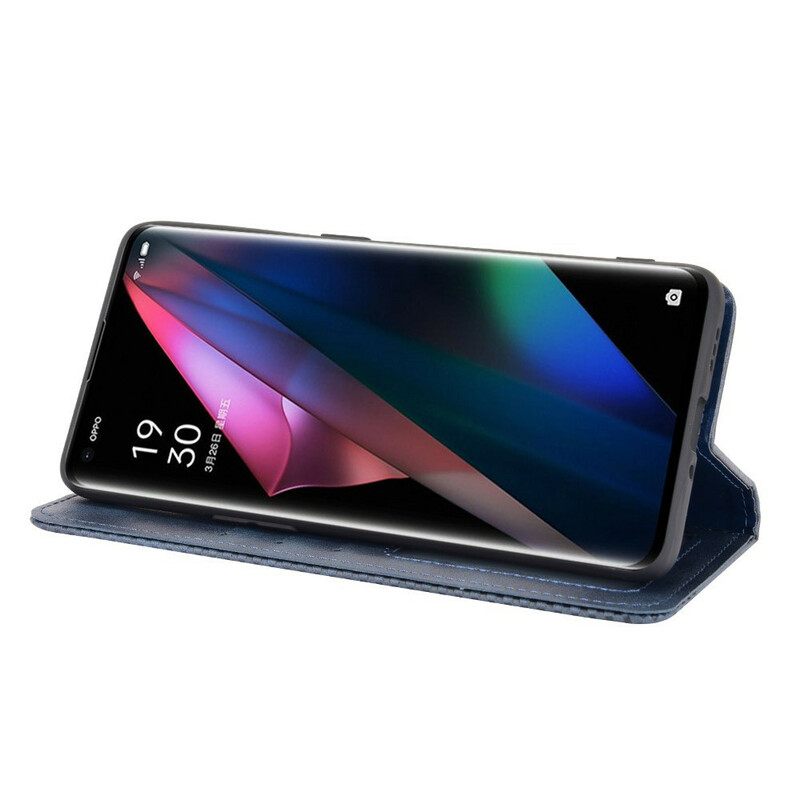 θηκη κινητου Oppo Find X3 / X3 Pro Θήκη Flip Στυλιζαρισμένο Vintage Δερμάτινο Εφέ